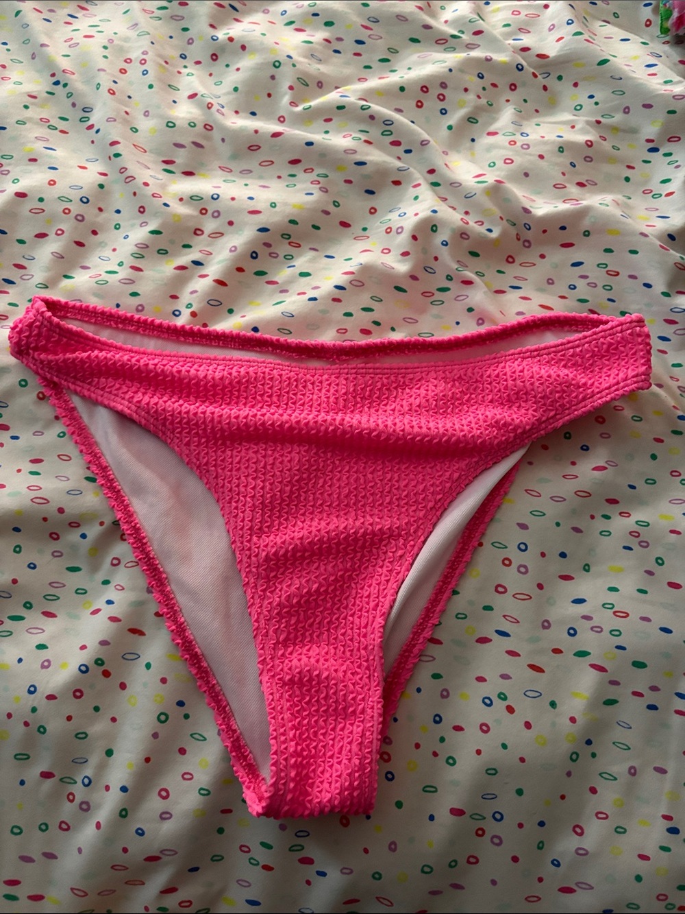 Bright Pink Textured Bikini Bottoms